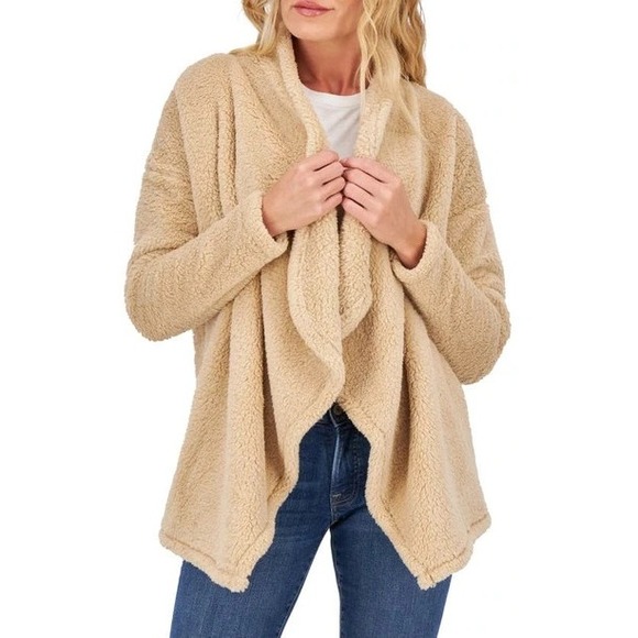 Lucky Brand Sweaters - Lucky Brand Cardigan Womens Large Faux Shearling Fleece Open Front Jacket NWT